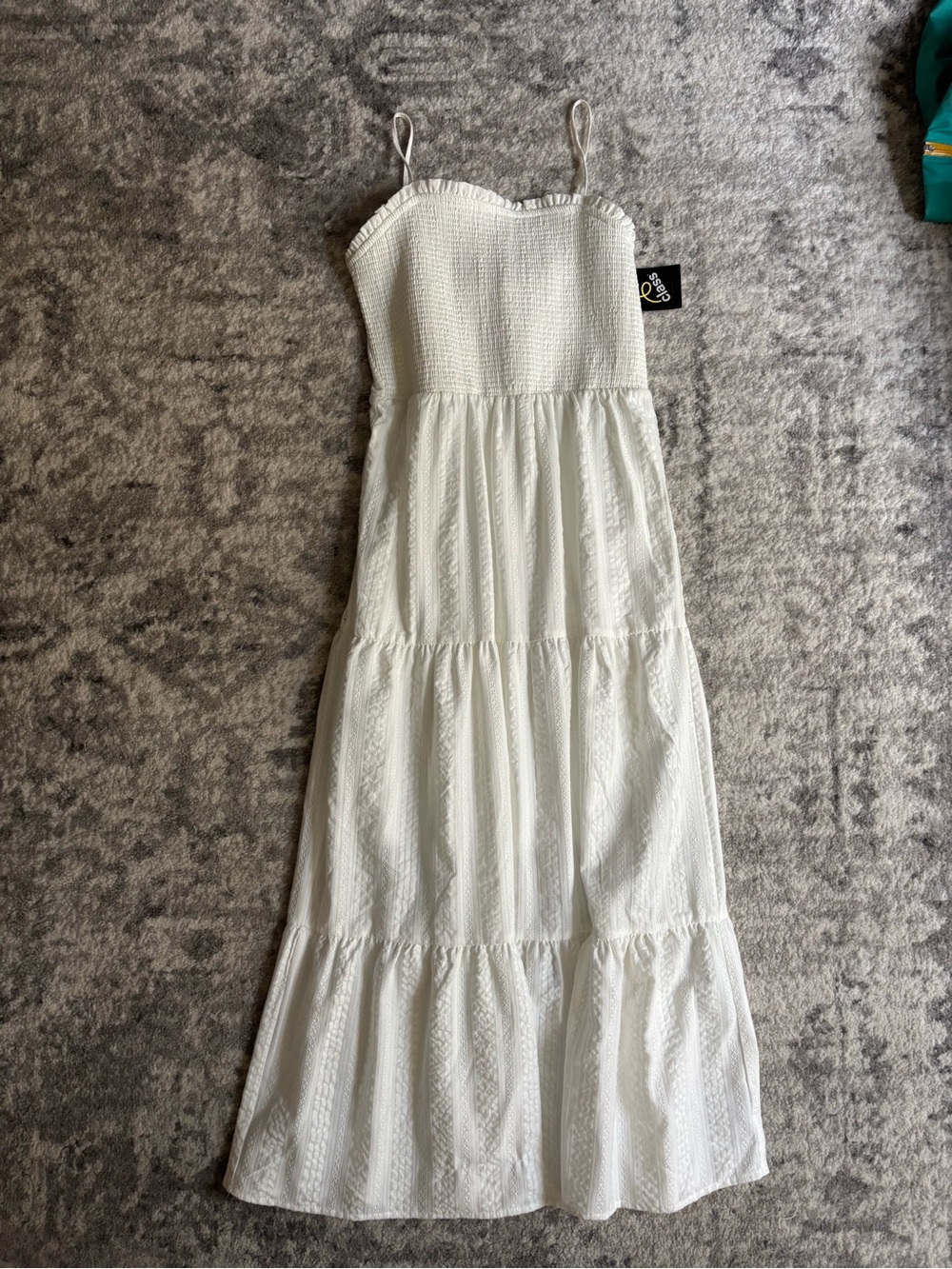 art class White Smocked Bodice Tiered Maxi Dress